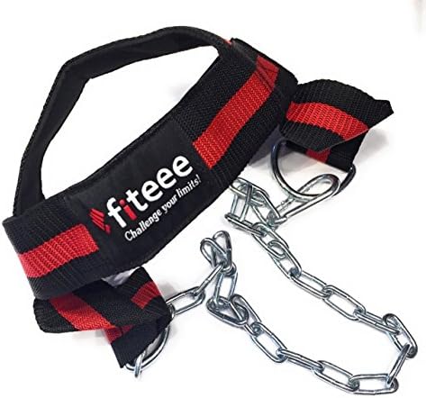 Fiteee Profi Head Harness with Chain of Harness Neck Builder Head Harness for Strength Fitness Gym Back Support Padded Gym Training Weight Lifting Neck and Head Strap Chain Thickness