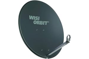 WISI Orbit Line Satelliten Offset-Antenne OA38H in Basaltgrau – 80cm Reflektor mit 40mm LNB-Halterung, Feedarm und Mastschellen – Komplette Sat Antenne mit Montagezubehör
