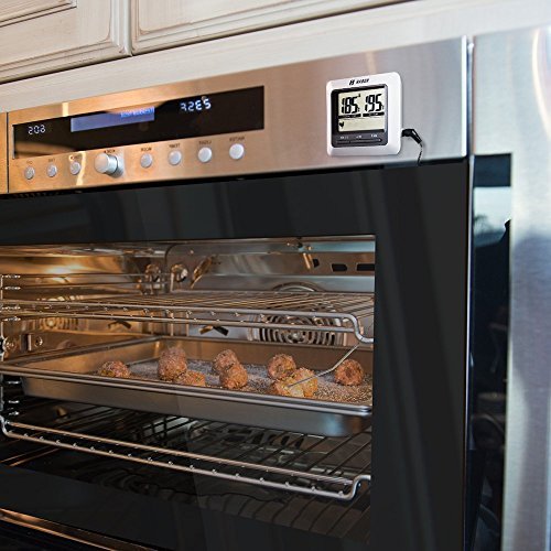 Habor Grillthermometer, Ofenthermometer, Bratenthermometer, Barbecue Grill Thermometer, digital Thermometer mit großen LCD Display, lange 304 Edelstahl Probe für Garten Grillen, Backen, Ofen, Kochen, Steak usw. - 7