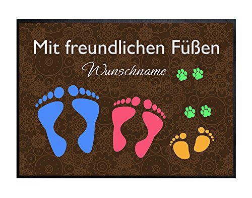 Wunschtext-Fußmatte Mit freundlichen Füßen B x H: 70cm x 50cm von Klebefieber® - 2