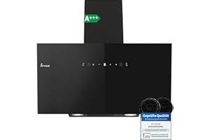 KKT KOLBE TRIO9025S - Cappa aspirante 90 cm, 782 cbm/h, cappe da parete senza testa, colore nero, vetro, controllo gestuale, funzionamento SensorTouch, illuminazione a LED