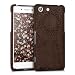 Produktbild kwmobile Holz Hülle Natur Case für Sony Xperia M5 - Handy Schutzhülle Cover mit Walnussholz Indische Sonne Design in Dunkelbraun