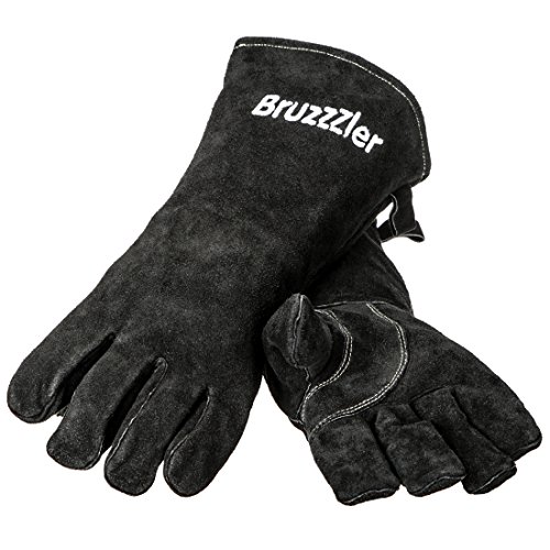 Bruzzzler Grillhandschuhe – Lederhandschuhe-Set lang mit gesticktem Logo, Universalgröße - 2