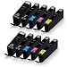 Produktbild 10x Kompatible Tintenpatronen für Canon Pixma MG5560 Pixma MG6320 Pixma MG6340 Pixma MG6350 Pixma MG6420 Pixma MG6450 Pixma MG6460 Pixma MG7120 PGI-550 CLI-55