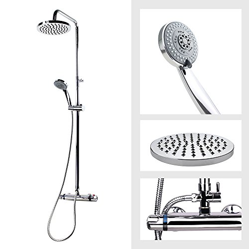 Preisvergleich Produktbild Generic für das Badezimmer, rund, thermostatisch, Set bestehend aus Mischbatterie und Duschkopf Regendusche Handbrause, E37