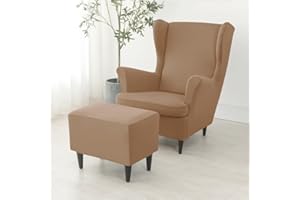 ABZDUNG 2 Stück Stretch-Schonbezüge for Ohrensessel und Ottomane, 1-Sitzer-Sofabezug mit Kissenbezug, waschbar und abnehmbar, for Bar, Wohnzimmer, Schlafzimmer(Cammello)