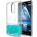 Produktbild Nokia 8 Hülle Glitzer , LeYi süße Frauen Mädchen Flüssig Bewegende Treibsand Transparent Dual Slim Dünn TPU Silikon Handyhülle mit HD-Schutzfolie für Nokia 8 Case Cover ZX Turquoise