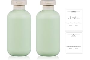 UMETASS 2 Stück Reiseflaschen zum befüllen, Auslaufsicher Reisezeitset, reisegroß Shampoo Behälter mit Flip-Top Deckel, Leere Reiseflaschen (Grün, 200ml)