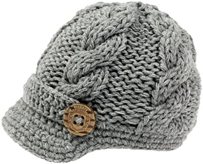 Bestknit Baby Boys Crochet Knit Newsboy cap Photography Brim Buttons Hat Medium Grey
