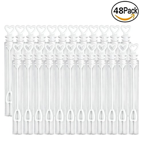 Wskderliner Hochzeit Blasen Seifenblasen Zauberstab Herzform für Hochzeiten Dekoration Packung von 48