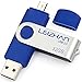 Produktbild LEIZHAN USB-Stick 2.0 32G OTG (On the Go) Dual Port (USB 2.0 und Micro USB) Swivel USB Memory Stick Flash-Laufwerk externe Pendrive für Android Smartphone Tablet & PC Blau