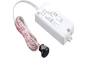 UKEW Movement Sensor Light Switch - Mini IR Infrared On/Off Motion Hand Detector Touches 1.5m Cable - Suitable for Cabinet Cupboard Display Led Lights