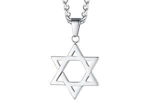 FaithHeart Star of David Hexagram Pendant Jewish Necklace for Men Women Sterling Silver/Stainless Steel Magen David Jewellery with sturdy Chain
