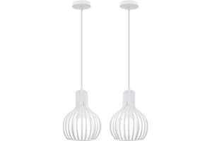 PETITES ECREVISSES 2 pcs Lámpara Colgante de Jaula Industrial Vintage Lámpara de Techo Metal Retro, E27 Lámparas de Araña 20 cm Cocina Comedor Sala de estar Iluminación y Decoración (Blanco)