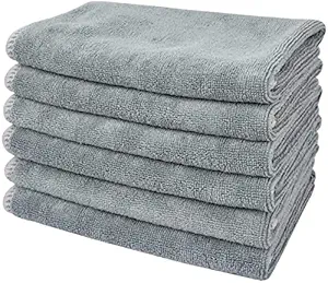 On Blow Microfiber Multipurpose Cleaning Cloth | Grey Color (Pack of 6) 350 GSM | 40*40 Cms | For Car, Bike, Kitchen and Home | Lint Free Soft Absorbent Micro Fiber