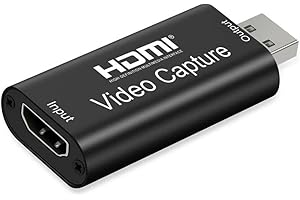 VoKs 4K Video Capture Card HDMI auf USB 1080P Live Video Streaming Recorder Videoaufnahmekarte Grabber Adapter für Gaming, Streaming TV, Rekorder Live-Streaming Video für Windows, Mac OS, Switch, PC