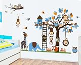 Rainbow Fox Dschungel-Zoo-Tier Giraffe, Elefant, L?we, Zebra und Affe, die Party auf Baum Affe Wandtattoo Owl Zoo Wandtattoo - 2