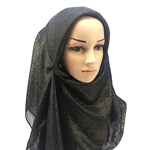 Preisvergleich Produktbild Zolimx Wrap Kappe, Muslimische Frauen Glitzernde Ramadan Schal Schal Kopf Abdeckung Kopftuch Schalldämpfer (Schwarz)