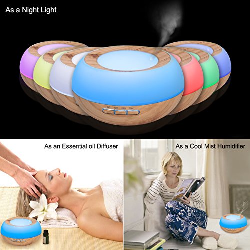 B-right 300ml Ultraschall Duftzerstaeuber, Luftreiniger, Aroma Diffuser, Aromatherapie Diffuser, Öl Diffusor, Luftbefeuchter mit 7 LED Wechselfarben für Yoga, Arbeitszimmer, Kinderzimmer, Schlafzimmer, Büro usw. 2 Jahre Garantie - 4