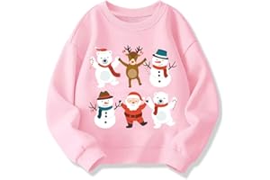 QHKEPW Christmas Boys Girls Jumper Xmas Santa Claus Tractor Tree Reindeer Penguin Snowflake Kids Sweatshirt Toddler Top Long Sleeve Round Neck Cotton Casual Clothes T Shirt 2-8 Years Old