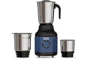 Crompton Ameo 500W Mixer Grinder with Powertron Motor & Motor Vent-X Technology, Robust design (3 Stainless Steel Jars, Blue and Black)