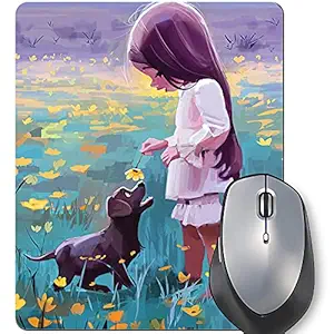 Color Empire Printed Mouse Pad for PC Computer and Laptop | Little Girl n Dog | Non Slip Anti Skid & Waterproof Mousepad | Gaming Mousepad