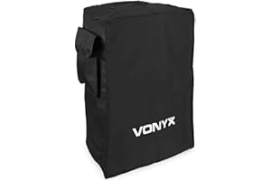Vonyx SC15 Funda anti polvo para altavoz de 15 pulgadas, protector contra el polvo 425 x 220 x 640 mm, incluye bolsillo lateral para accesorios, ideal para Vonyx AP y SPJ series, color Negro