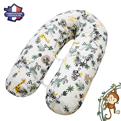 MODULIT Prix Usine - DIRECT FABRICANT FRANCE : Coussin d'allaitement, Jungle, 180cm, Déhoussable, Fabrication Française