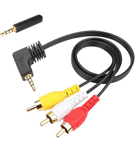 1,5m Adapterkabel: 3,5mm Klinkenstecker (90° Winkel) Zu 3x Cinch – Für Audio/Video Von Camcorder Zu TV/PC