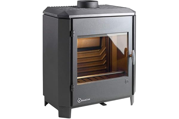 Invicta Poêle à bois en Fonte Carolo Noir - 8 kW - Surface de Chauffe 40 à 100 m² - Flamme Verte 7 étoiles