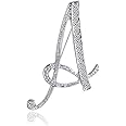 ETHOON Letter Brooch Pins Initial Rhinestone Brooch for Women Crafts Silvery A-Z