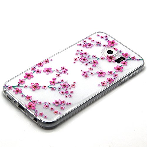S6 Hülle , Cozy Hut TPU Case Silikon Hülle für Samsung Galaxy S6 Kratzfeste Plating TPU Handyhülle Schale Etui Protective Case Hülle Gummi Bumper Cover Schutz Schale Siliconcase Silikon Tasche Schutzhülle für Samsung Galaxy S6 – Plum Blume - 2
