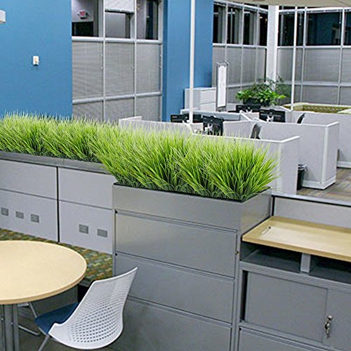 4Pcs Frühling Kunstpflanzen Grün Gras,Die Echt Busch für Draußen Garten,Wasserfest Dekogras - 5