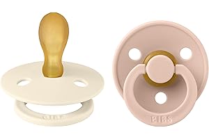 BIBS Colour Symmetrical, Lot de 2 sucettes, sans bisphénol A, Téterelle symétrique. Latex de caoutchouc naturel, Fabriqué au Danemark. Taille 2 (6-18 mois), Ivory/Blush