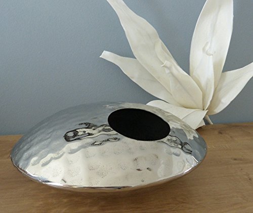 Dekovase, Vase, Dekoobjekt UFO, silber gehämmert, Handarbeit, 32 cm - 2