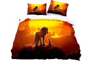 SENTUBILA Lion King Bed Linen 135 x 200, Children's Bedding Sets, Simba Duvet Cover and Pillowcase 80 x 80 cm, Children's Gift Lion King (C, 200 x 200 cm + 80 x 80 cm)