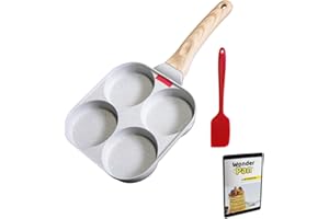 MYBO TV WONDER PAN Poêle 4 Compartiments - Antiadhésive - Tout Feux Dont Induction - Couvercle en Verre - Spatule en Silicone - Livret de recette disponible TÉLÉCHARGEABLE - POELE A PANCAKES