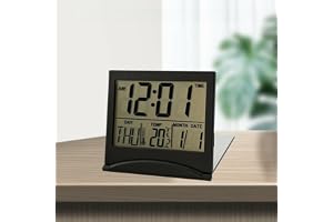 Nexbrill Vikbar digital väckarklocka, LCD resor för mini hopfällbar digital | Utrymmesbesparande vikning, tydlig LCD-vy, tyst tickande, sovrumsskrivbord, enkel förvaring