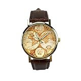 Woodstock Zambon Armbanduhr Analog Quarz 'Welt Vintage Old School' unisex welt erde globus karte reise Geschenk vintage klassisch Geburtstag original Stil