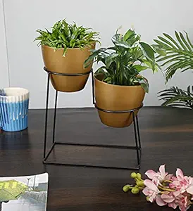 JULPIC Trapezium Bucket Desk Planters for Indoor Decoration | Metal Planters Flower Pots