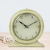 MoMo Tischuhr Retro Uhr Europäische Uhr Metall Antike Tischuhr Hintergrundbeleuchtung Wecker Seiko Bewegung Stille Quarzuhr