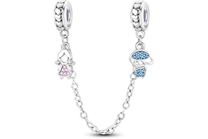 Hapour 925 de Plata de Ley Cadena de Seguridad para Pulseras Charms Dangle Colgantes Abalorios Joyería Regalo para Mujeres Niñas