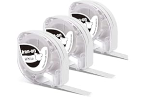 Goknu Etiqueta Compatible con Phomemo P12/P12Pro, Cinta de Etiquetas 12mm x 2m, Negro sobre Blanco, Etiquetas para Planchar, Compatible con la máquina de Etiquetas P12