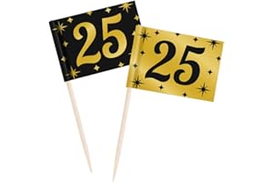 ‎PD-PARTY PD-Party - Cocktailstäbchen für 25. Geburtstag - Deko Geburtstag - Jubiläum Dekoration - Schwarz Gold Deko - Party Deko - 25. Geburtstag Junge & Mädchen - Geburtstags Deko - 50 Stück