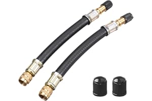 XOXVURI 2Pcs Reifenventil Verlängerung Adapter,Ventilverlängerung Autoventil,Gummi Reifen Ventilverlängerung,Ventilverlängerung mit Kappen,180mm Reifenventilverlängerung Winkelventil für Auto Motorrad Fahrrad