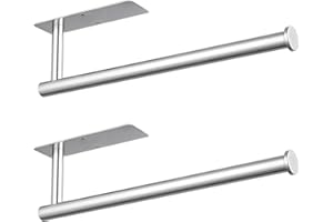 Eolax Portarrollos de Papel, Barra de Papel bajo Armario de Cocina, Adecuado para Cocina, Autoadhesivo o Montaje en Pared con Agujeros, Acero Inoxidable SUS304, Cromado, 2 Unidades