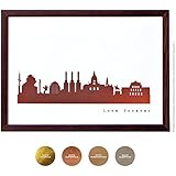 Kupfer Fine Art Print HANNOVER Skyline Kunstdruck in Gold Silber Rosegold, DIN A4 DIN A3, personalisierbar für Geburtstag Familie beste Freunde, Idee Wanddekoration Büro Zuhause von 44spaces