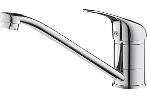 BONADE Wasserhahn Küche Silber, Küchenarmatur mischbatterie küche 360° Drehung, Armatur küche aus Messing, Spültischarmatur Küche mit 60CM Heiße und kalte Schläuche, Küchenwasserhahn Chrom