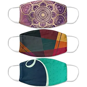 Shocknshop Cotton Multicolor Printed Reusable And Washable Face Mask - Pack of 3