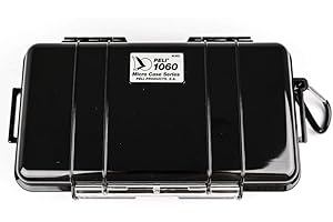 PELI 1060 Micro Case-Kleine Schutzbox, IP67 Wasserdicht, 1,3L Volumen, Hergestellt in den USA, Schwarz/Schwarze Gummieinlage